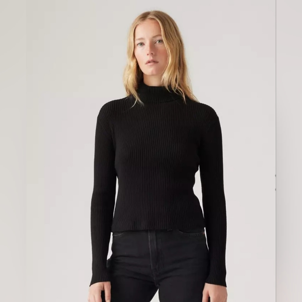 Levi's Tulip Turtleneck Sweater Women's XL Black Cozy Knit